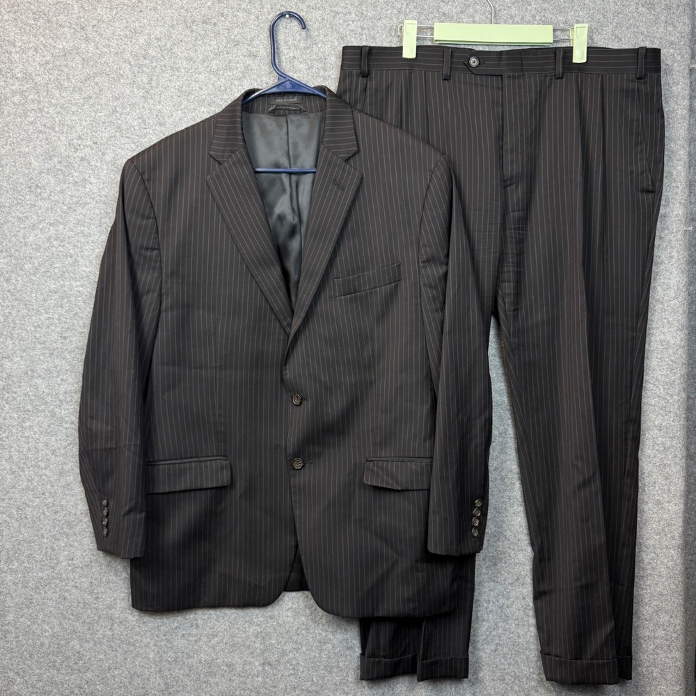Lauren Ralph Lauren Mens Black Pinstripe 100% Wool 2-Piece Suit 44R 39x29